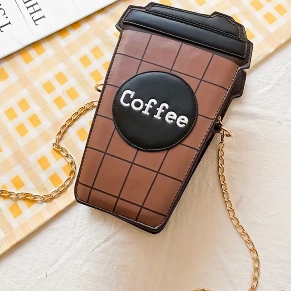 Coffee Cup Shaped Bag, Cute Mini Crossbody Chain Wallet For Women Novelty Bag